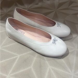 NWT AGL white Leather Ballet Flats EU 36 & EU 39 crystal embellishment italy